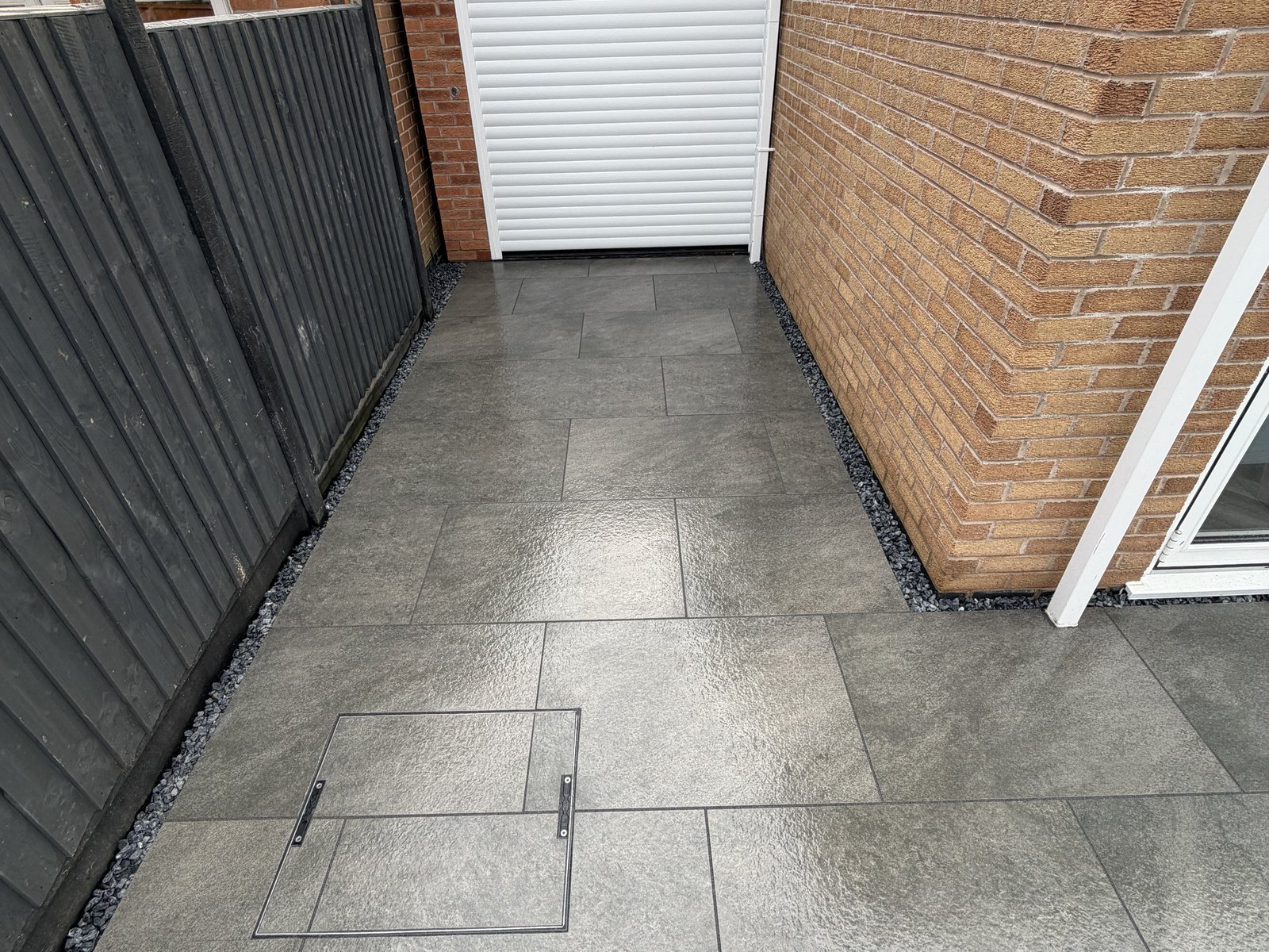 Paved side passage with gravel edge